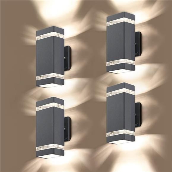 4 Pack LED Square Up and Down Lights Outdoor Wall Light, Aluminum Waterproof - Picture 1 of 6